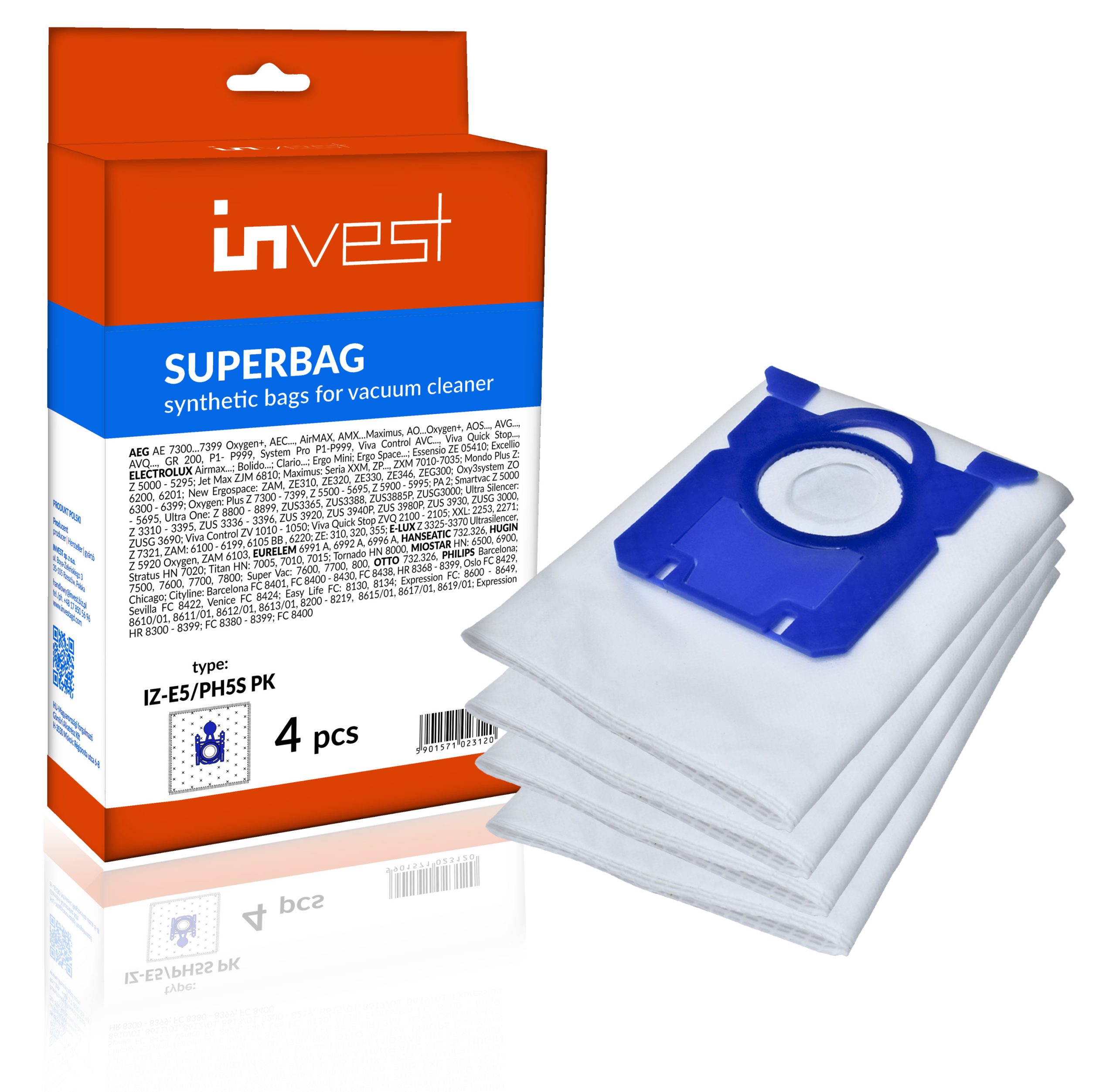 IZ-E5/PH5SPK Комплект мешков для пылесов Philips, Electrolux S-bag IZ E5 PH5S PK kpl 500x490 - IZ-E5/PH5SPK Комплект мешков для пылесов Philips, Electrolux S-bag